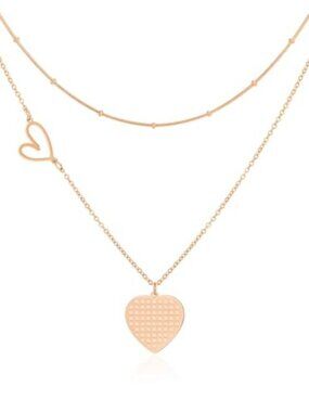 Layered Choker Heart Pendant Necklace for Women Trendy, Gold/Silver/Rose
